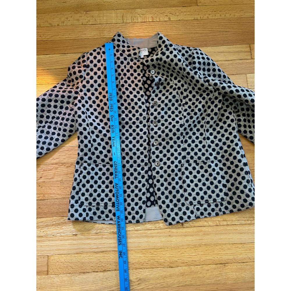 Armani Collezioni Polka Dot Button Front Jacket Gray Black Made in Italy Sz 16 - Picture 5 of 8